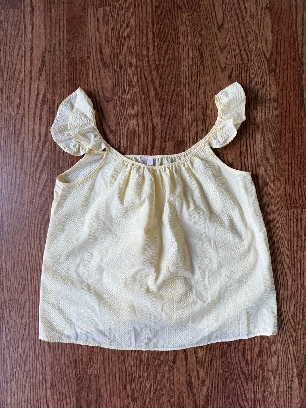 Light Yellow Ruffle Strap Tank Top
